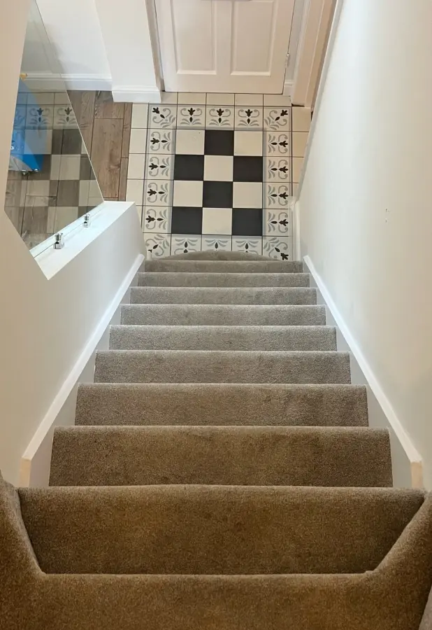 Stairs & landing — before cleaning